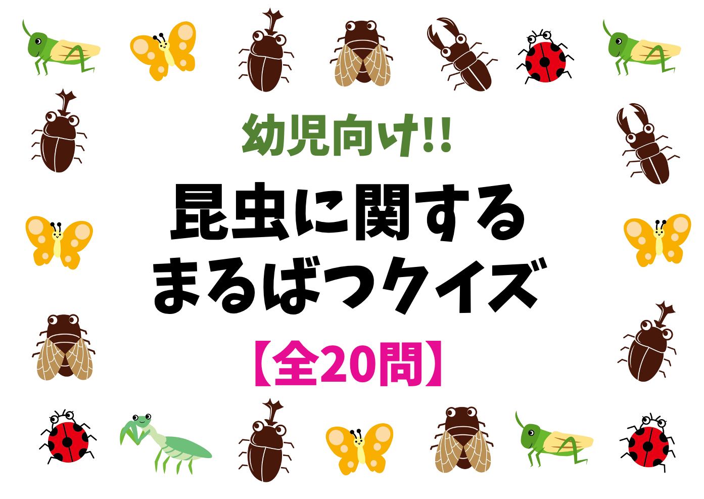 昆虫クイズ 全問 幼児向け 保育園 幼稚園でおすすめの 問題を紹介 クイズ王国